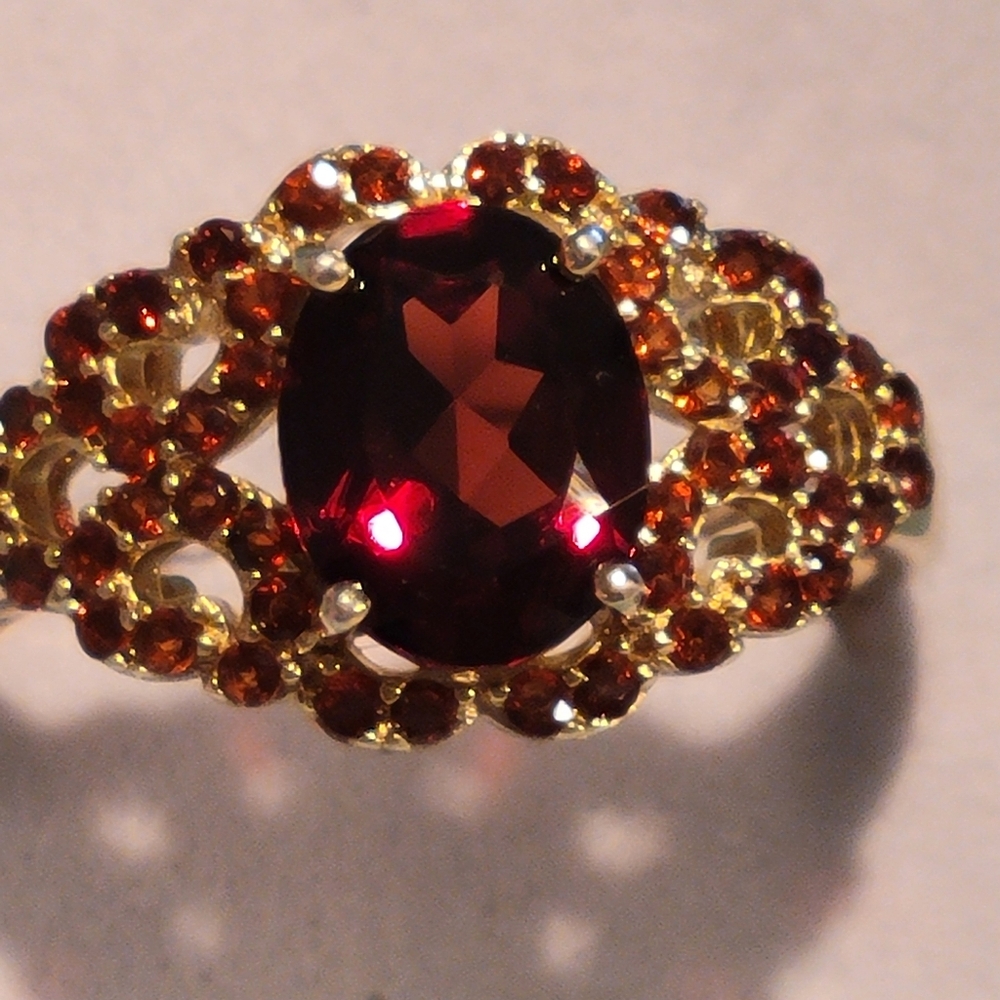 Gold Over Sterling Silver, Garnet Gemstone Women's Ring, size 8
